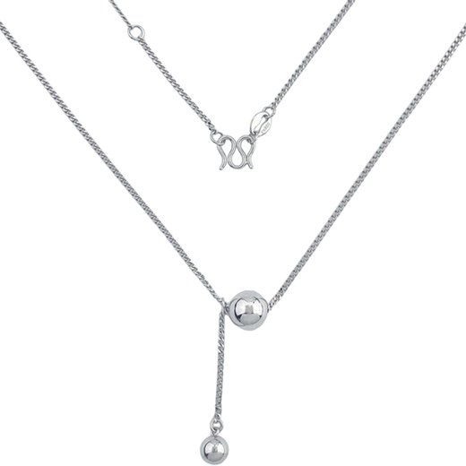 Lao Fengxiang platinum hollow adjustable ball bead tassel set chain platinum jewelry white gold about 5.95g