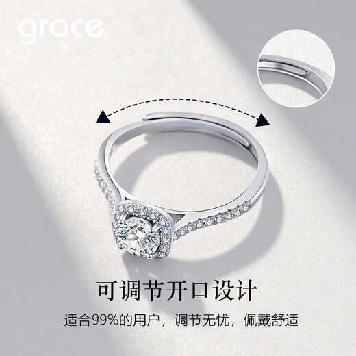 Grace GirlPT950 platinum one carat moissanite ring for women looking for wedding anniversary Valentine's Day birthday gift for girlfriend Platinum one carat moissanite ring
