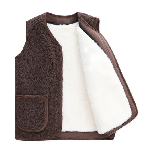 GPHF Japanese wool vest men's winter middle-aged and elderly fur all-in-one vest thickened dad's warm vest sheepskin dark coffee color 3XL recommended 85-110Jin Jin equals 0.5 kg