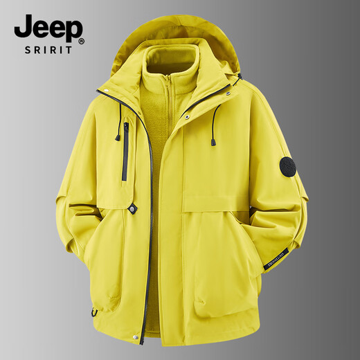 JEEP SPIRIT three-proof outdoor jacket men's three-in-one jacket autumn and winter warm jacket men 9588 black XL