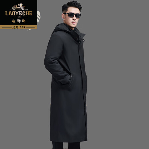 Classic car winter knee-high sheepskin coat original ecological sheepskin one-piece hooded casual party jacket for middle-aged and elderly people black 2XL 140-160Jin Jin equals 0.5 kg