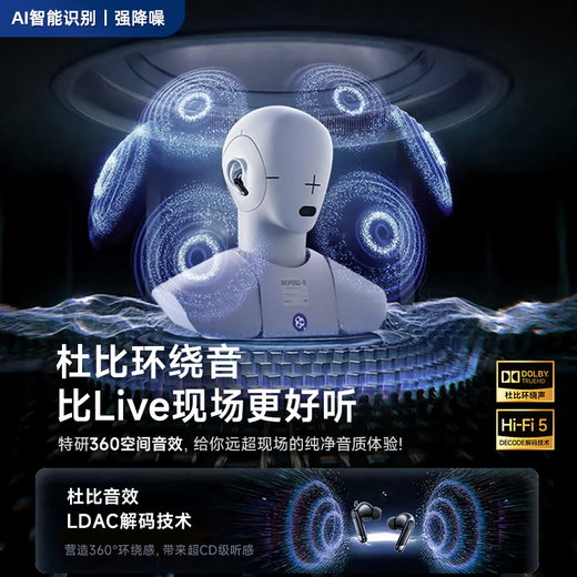 Linklike AI Comfortable Noise Reduction丨Dolby Surround Sound Deep Active Noise Canceling Headphones In-Ear Bluetooth Headphones Noise Reduction Gold List No. 1 Super Long Battery Life 2025 New Model 1 Top Ten