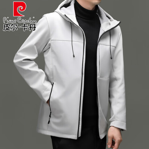 Pierre Cardin Jacket Men's Hooded Velvet Thickened Soft Shell 2025 New Middle-aged Dad Autumn and Winter Men's Jacket Jacket Navy XL