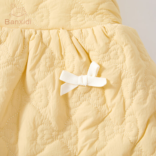 班喜迪女童连衣裙冬装新款洋气婴儿宝宝公主裙夹棉儿童背心裙子套装秋冬 黄色 73