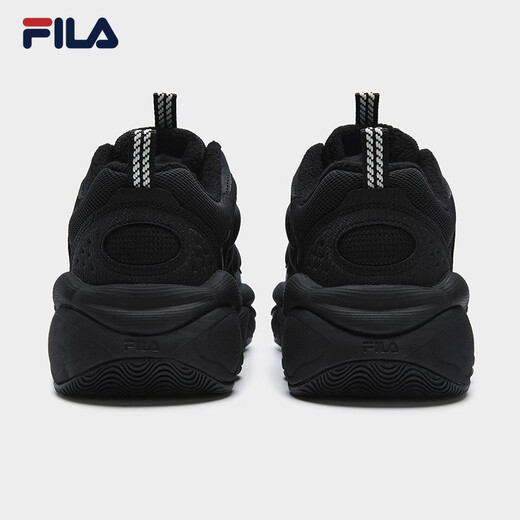 FILA official pea plus velvet shoes dad shoes 2025 winter new casual thick-soled sports shoes men's shoes black-BK 42.5