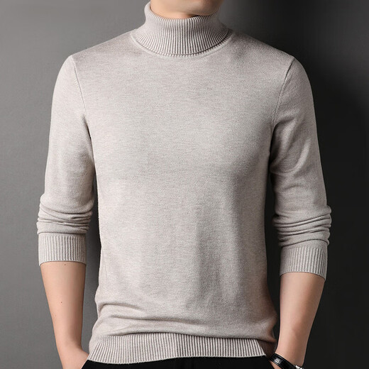 XJSGS light luxury international high-end brand men's double-turn turtleneck long-sleeved sweater 2026 new autumn and winter base sweater high-end black counter same style winter style XL 180/96A