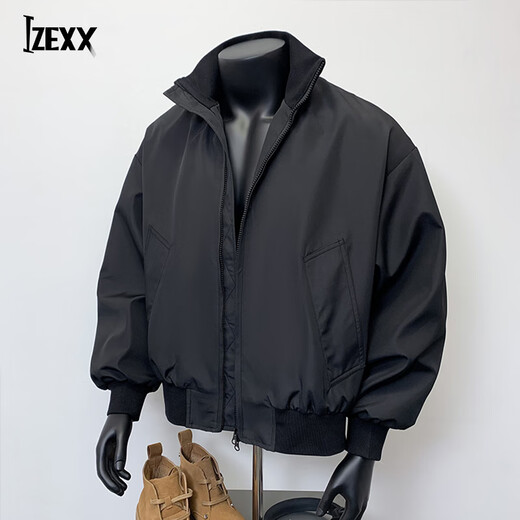 IZEXX bomber jacket men's autumn American silhouette short workwear stand collar baseball uniform JM88 black XL