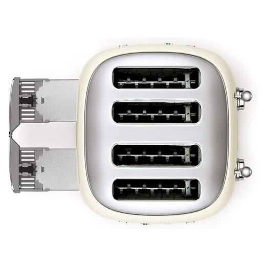 SMEG Italian retro toaster toaster sandwich breakfast machine toaster multi-functional household 6-speed baking TSF03 milk white (four-piece)