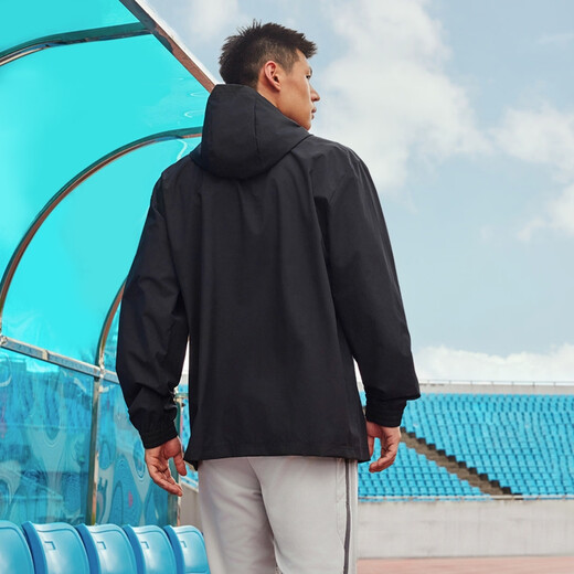 Adidas football training sports hooded jacket men's autumn Adidas official IK4010 black XL