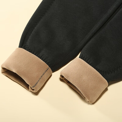 Langsha men's warm pants men's plus velvet thickened down knee pads autumn and winter cotton pants slim bottoming windproof large size wool pants autumn pants