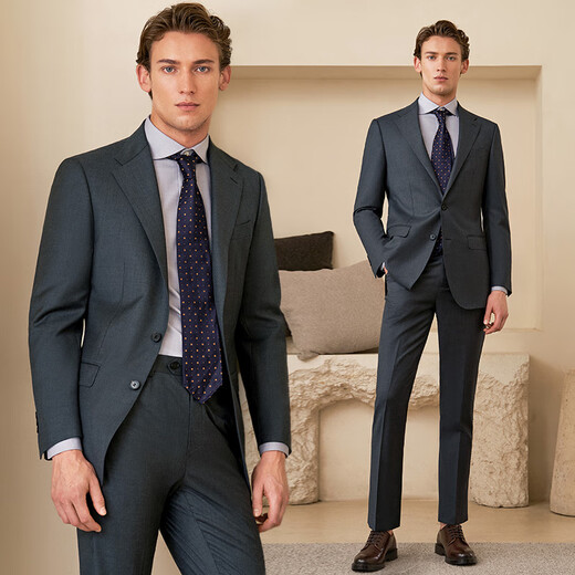 Guillaume de Mons Australian Pure Wool Suit Men's Business Formal Wear Men's Three-piece Groom Wedding Dress Formal Suit Suit Men's Upgraded Version Gray Top + Trousers + Vest Size 48 (please note the size of the trousers)