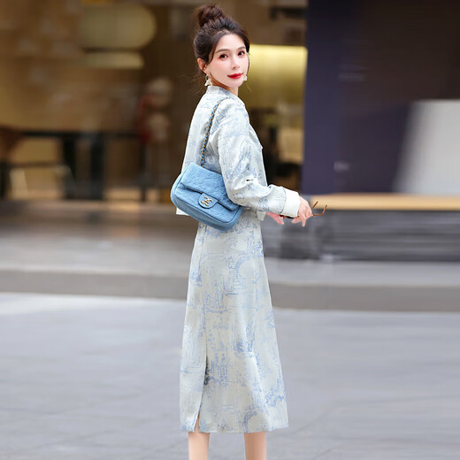 Robe de marque haut de gamme de luxe ehangy pour les femmes 2025 Nouvelle mode décontractée Belle jupe bleu jupe bleu (ensemble en deux pièces) xl