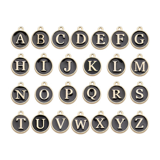 
1 DIY jewelry accessories double-sided oil drop bracelet earrings small pendant oil drop 26 English alloy pendant white double-sided oil drop English-12244 A