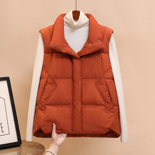 Ducky Short Down Vest Women's 2025 Autumn and Winter New Warm Winter Fashionable Waistcoat Outer Vest Women's Jacket Black M