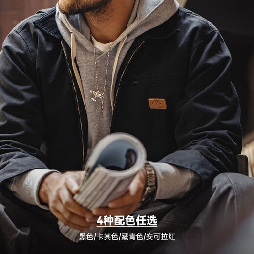 Madden Workwear Detroit Hunting Jacket Men's American Retro J001 Barn Style Lapel Barn Jacket Autumn New Khaki Maillard Outfit/Star Travel Same Style XL