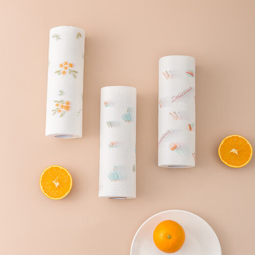 Lazy rag wet and dry for household cleaning kitchen paper special disposable dishwashing cloth absorbs water and is not easy to get oily 6 rolls 300 tear reusable