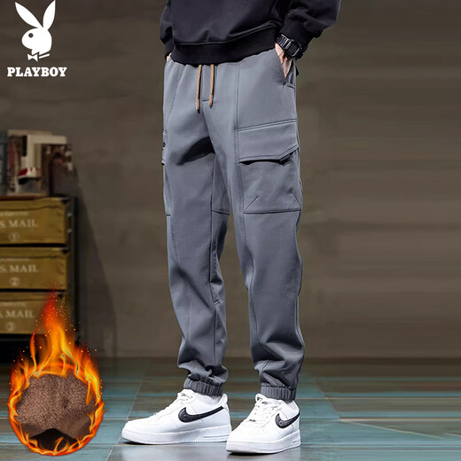 Playboy (PLAYBOY) pants men's autumn and winter workwear casual pants men's velvet thickened warm leg-locking sports pants for men