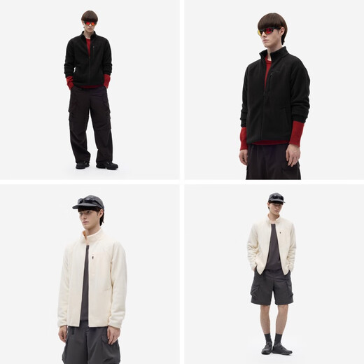 Bananain Wang Yibo same style hot leather 302++ men's warm polar fleece stand collar functional jacket windproof new style black 2XL