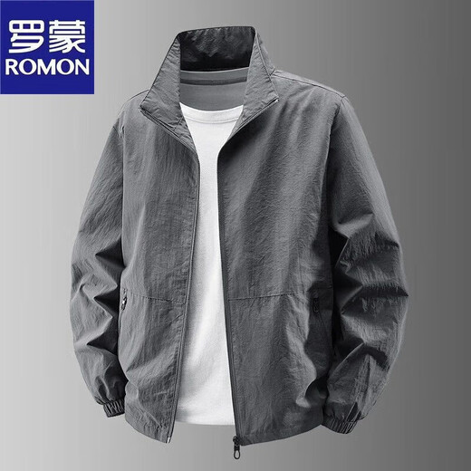 Romon Jacket Men's Jacket Men's Spring and Autumn New Stand Collar Outdoor Charge Top Sports Casual Men's Black XL