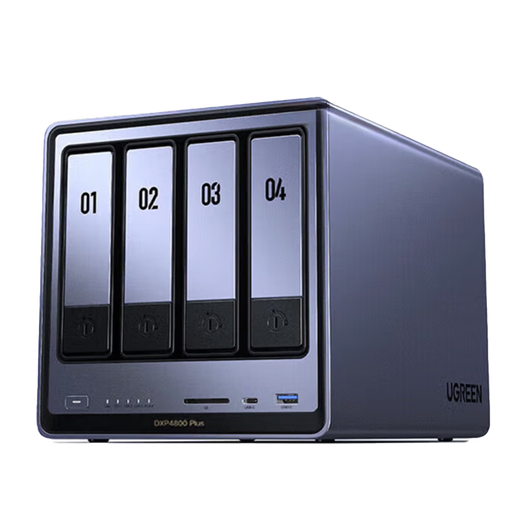 Green Alliance Private Cloud DXP4800 Plus 16G four-bay 10G NAS network storage Personal enterprise team shared AI server Data file storage disk array DXP4800PLUS 8T with red disk 4T*2