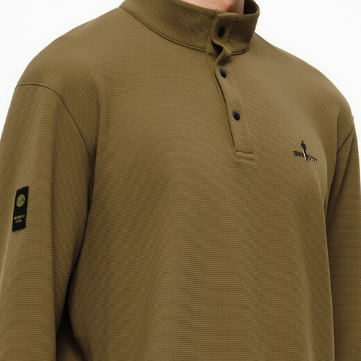 Biyinlefen Hu Yitian's same style 2025 new autumn men's fashionable sun protection foldable Henry collar long-sleeved T-shirt 34 Army Green L