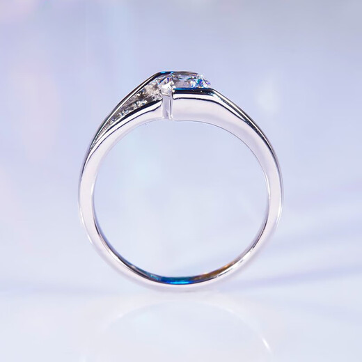 PT950 platinum cross-arm starry moissanite ring, simulated diamond ring, simple and elegant, proposal gift for girlfriend, female D-E/extremely white 50 points LC/flawless under the mirror No. 8