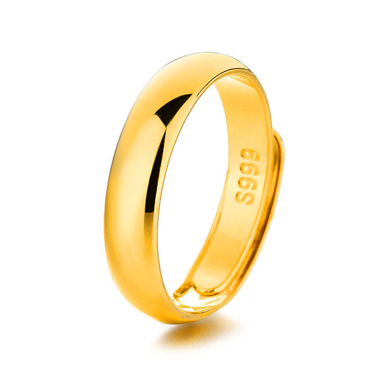 Jiaye gold ring plain ring glossy 24k pure gold wedding gold jewelry imitation gold color simple new 999 pure gold couple ring couple style glossy live mouth wedding ring