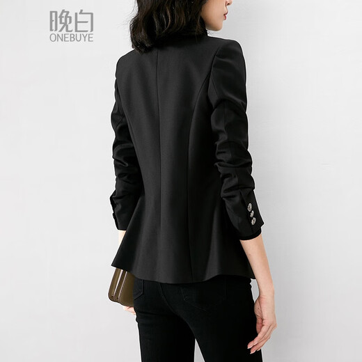 Late White New Product 2025 Autumn Fashion One Button Slim Fit Versatile Commuting Long Sleeve Blazer Women Black M