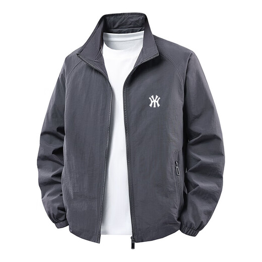 LNHG light luxury high-end brand jacket men's jacket spring and autumn casual sports comfortable loose versatile trendy stand-up collar top Y letter - black spring and autumn thin XL recommended weight 130-145Jin Jin equals 0.5 kg