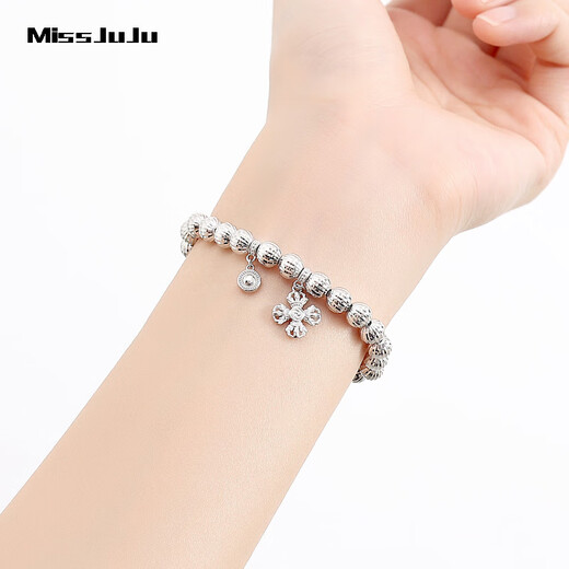 Miss JuJu pt950 platinum pumpkin bead bracelet for women, thick and elegant platinum transfer ball bracelet for men, net gold weight 25.02g, about 6mm thick