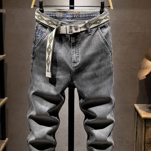 Tangzhi (TZtozvis) Sommerjeans Männer schlanke Stretchhosen vielseitiger lässige, große Hose Männer plus Fetthosen Blau 671 Größe 40 3 Fuß