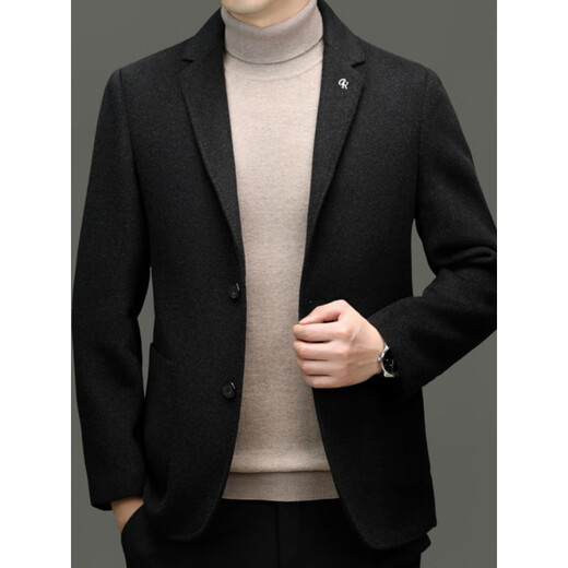 AX autumn and winter thickened wool suit jacket men's Chi Armania business casual woolen single suit jacket black M 170 90-120Jin Jin equals 0.5 kg