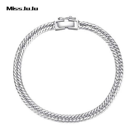 Miss JuJu pt950 pure platinum Xiping bracelet for women, platinum Cuban bracelet, fashionable and high-end jewelry for men, weight 14.40g, length 17cm, thickness about 4.3mm
