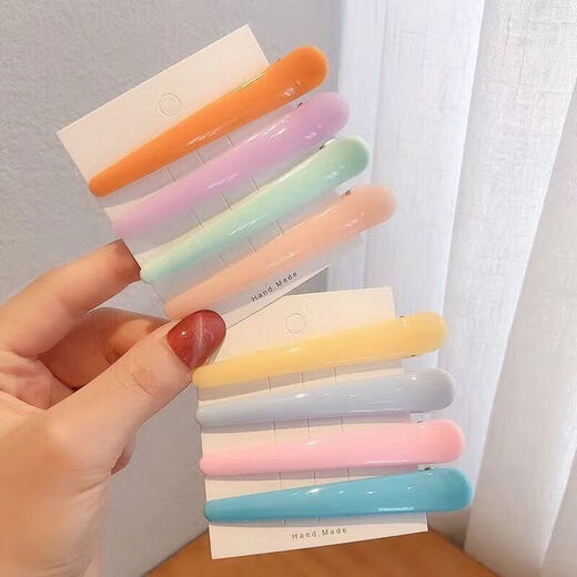 Children's accessories one-word clip for washing and makeup special mixed color hair clip candy color simple duckbill clip barber shop hair clip 8cm duckbill clip random 5 pack