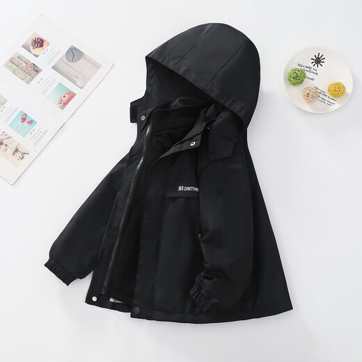 多眯童话（duomitonghua）童装男童加绒户外服三合一儿童外套秋冬 黑色 170