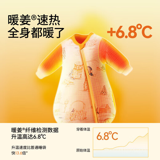 BETUS Peptide Nuan Baby Sleeping Bag Spring Autumn Winter Warm Ginger Constant Temperature Baby Split Leg Children Anti-Kick Quilt Four Seasons Tianzhu Constant Temperature Autumn and Winter Medium Thick Room Temperature 10-20 Linglu Yingchen M Size Height 80-95cm Age 15 months-2.5 years