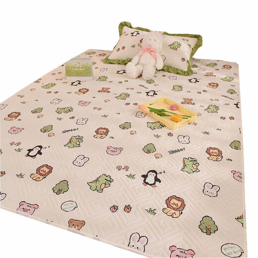 Class A pure cotton crawling mat protective cover anti-slip bed sheet baby crawling mat machine washable floor mat cloth cover 150*200cm corner straps plus anti-slip particles Manny Bear