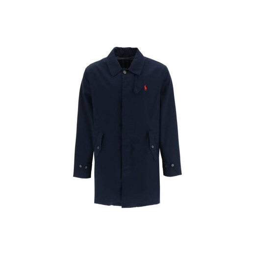 RALPH LAUREN Ralph Lauren Solid Color Logo Embroidered Mid-Length Windbreaker Jacket Men's Blue Blue M