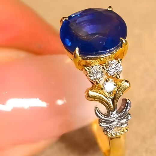 HEEKAIYI Sapphire Ring for Women Royal Blue 18k Gold Diamond Ring Chinese Valentine's Day Birthday Gift for Wife and Girlfriend Selected 2.09 Carat/Royal Blue