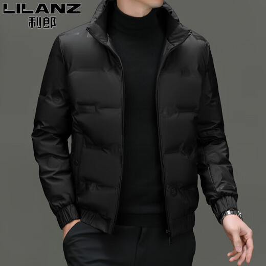 L Lilang's down jacket men's winter stand collar business casual young and middle-aged short lightweight fashionable jacket men's black 2369 3XL