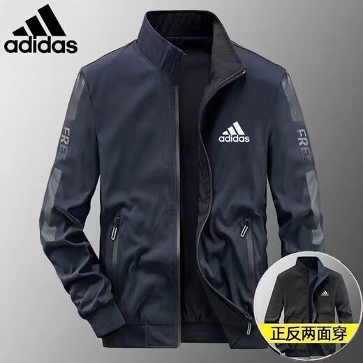 Adidas clover doppelseitiger Männer dünner Feder und Herbst LOSSEN ST ST ST ST ST ST STEIL CALLAR CLASSIGKEIT ZWEI-SIDE-JAHLE AD9866-HAZE BLUE M Empfohlen [80-100jin [Jin entspricht 0,5 kg]]]
