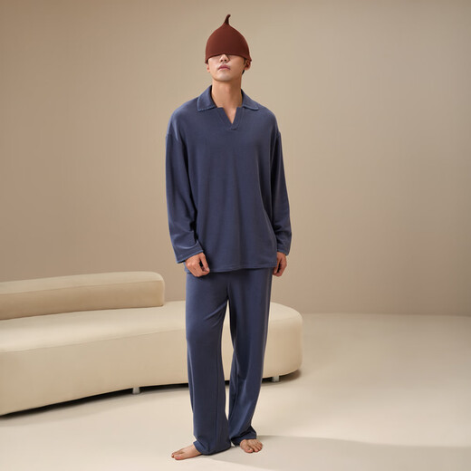 Yifen double-sided brushed couple pajamas autumn and winter 2025 new men's high-end women's long-sleeved wide-leg pants home wear men-brown coffee double-sided brushed-skin-friendly constant temperature 3XL