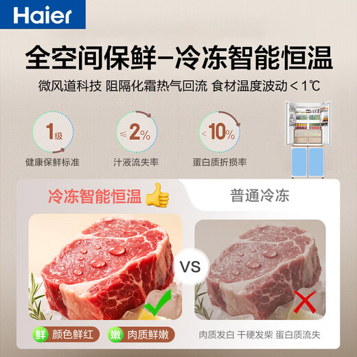 Haier Mailang Refrigerator 505 liters full-space fresh-keeping 594mm professional ultra-thin zero embedded cross four-door multi-door EPP ultra-clean first-class dual-frequency subsidy household ice-making refrigerator 505 liters Mailang + 594 ultra-thin embedded + full-space freshness + EPP ultra-clean