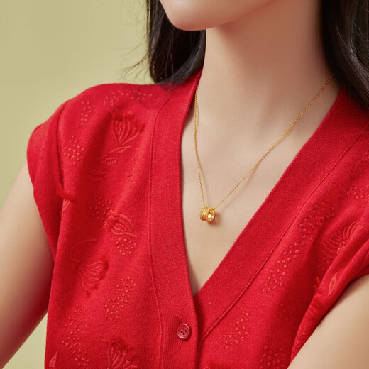 Chow Sang Sang wears a thousand pieces of ancient gold necklace, pure gold pendant and chain jewelry, priced at 94540N, 47cm - 6.54g (including labor cost 950 yuan)