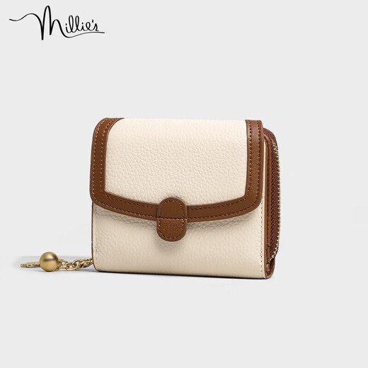 Коротко -кошелек Miaoli Cowhide Короткий кошелек для женщин мини -молния монета на молнии простая складной кошелек с несколькими картами большие способности студенческий кошелек