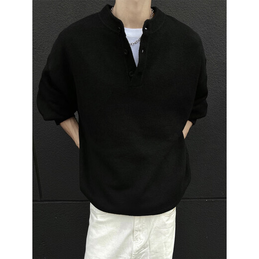 QGF American cleanfit Henry collar sweater men's autumn and winter trendy brand inner wear handsome long-sleeved bottoming sweater floral gray XL recommended 110-130Jin Jin equals 0.5 kg