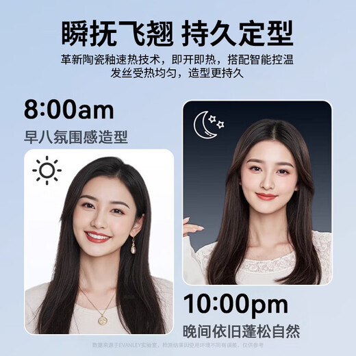 Bangyue German high-end hair straightening comb with negative ions that does not damage hair, wireless portable anti-static straight curling dual-purpose fluffy splint for men and women, fluffy high-top styling splint, ivory white, 900 million negative ions, does not damage hair, birthday gift for girlfriend, girlfriend, wife