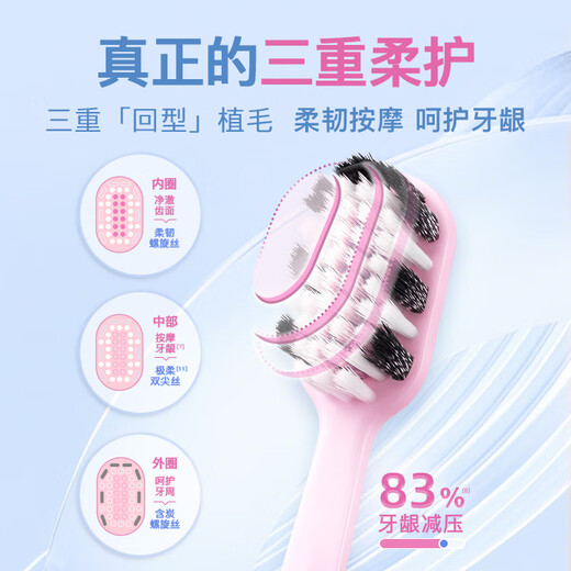 Shuke 46-hole wide-head soft-bristle toothbrush 2-pack anti-allergic gum protection double spiral brush deep cleaning Xiao Zhan same style new and old random