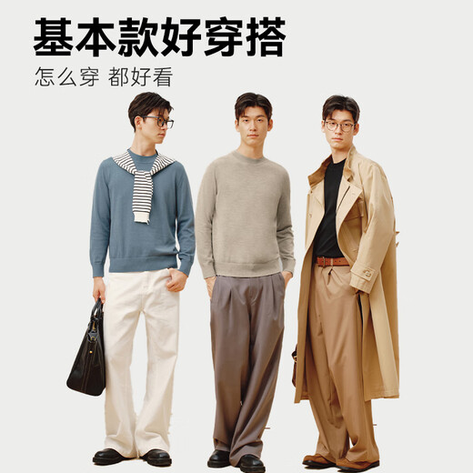 Made in Tokyo, machine washable, warm sweater, men's round neck sweater, soft wool sweater, black XL