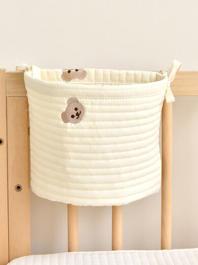 Baby bedside hanging bag, pure cotton baby bed storage bag, diaper storage bag, children's bedside storage bag, mid-base-Xinxiong